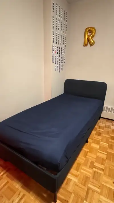 IKEA SLATTUM Twin Upholstered Bed Frame + Mattress , View more