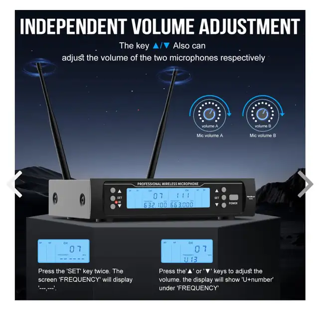 BAXS Wireless Microphone System Dual UHF Wireless Mics, 2 Handhe in Pro Audio & Recording Equipment in Hamilton - Image 4