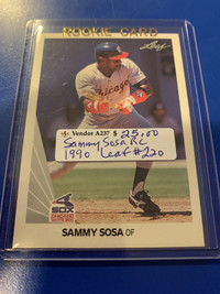 Sammy Sosa RC 1990 LEAF #220 Baseball Showcase 320