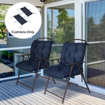 Dark blue 39" x 20" x 3" Outdoor Tufted Cushion Set , View more