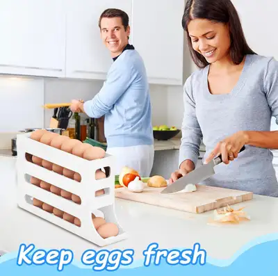 Egg Holder for Fridge, 4 Tiers Dispenser, 30 Egg Container, View more