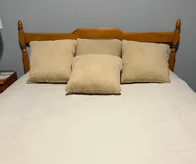 Set of 4 Beige Sueded Throw Pillows, View more
