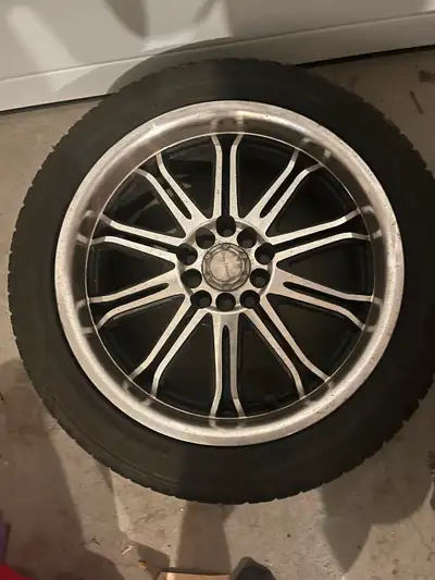 225/45 R17 tires on drag concept rims. 5 x 4.5 bolt pattern. Less than 500 km on tires.