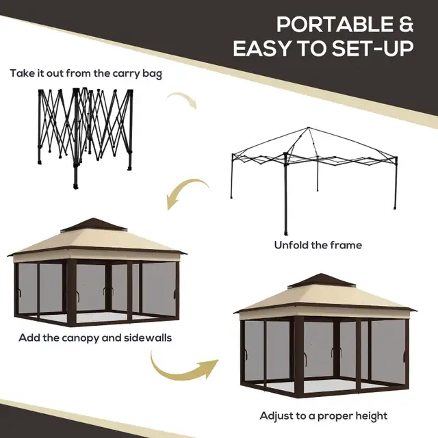 Outsunny Pop Up Camping Gazebo, Height Adjustable in Outdoor Décor in Markham / York Region - Image 4