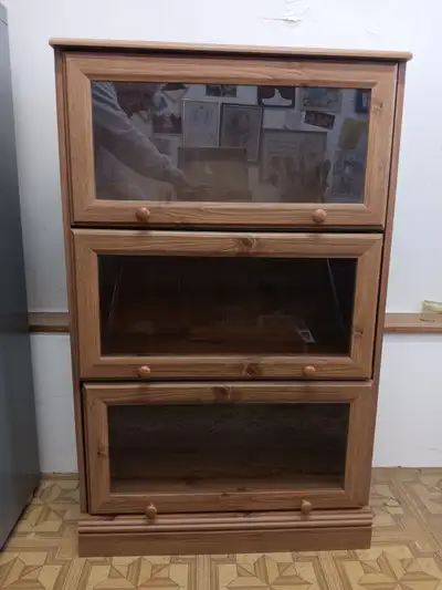3 Shelf Bookcase with sliding glass doors, View more