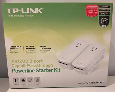 TP-Link TL-PA8030P 3-port Gigabit Passthrough Powerline Adapter, View more
