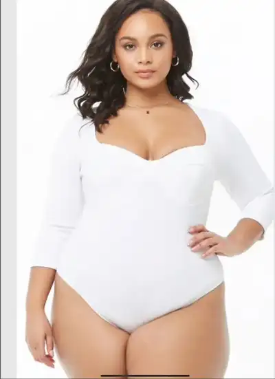 Plus size sweetheart neck bodysuit, View more