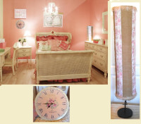 Gorgeously Pretty ! New Floor Lamp & Matching Hanging Clock