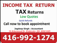 File your Personal Income Tax return,  Contact 416-992-1274