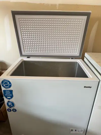 This is a used Danby chest freezer, perfect for extra storage space. It's in good working condition...