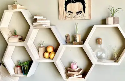 Hexagon Shelf - Glacier Grey Maple Hardwood, View more