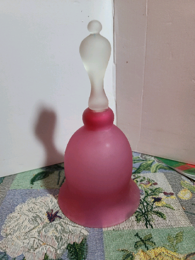 Vintage Frosted Blown Glass Cranberry Bell, View more
