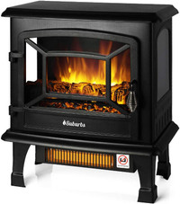 (NEW) Electric Fireplace Heater Stove 20" 1400W Log Flame Effect
