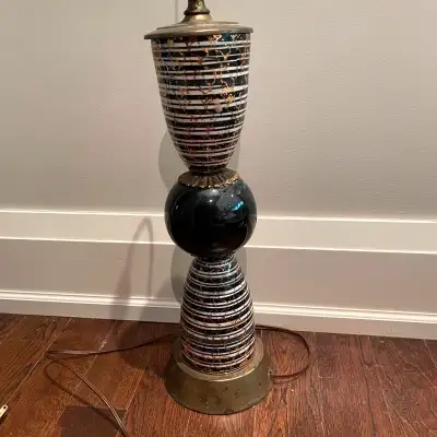 Selling a Vintage 50s MCM Atomic Ceramic Beautiful Ugly Table Lamp - Could use some TLC. This is a t...