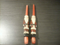 PAIR OF SANTA CLAUS CANDLES FOR AN OLD FASHIONED CHRISTMAS