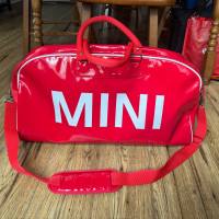 BMW Mini Cooper Red Duffel, Red Liner Large Overnighter Or Gym B