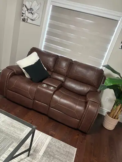 Leather Power Recliner Sofa and 2 love seat set, View more