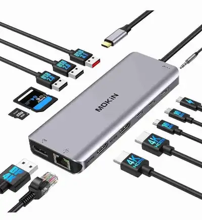 USB C Laptop Docking Station 3 Monitors, 13 in 1 USB C Hub Dual , View more