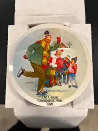 Vintage Edwin Knowles "The Skating Lesson" Collectors Plate