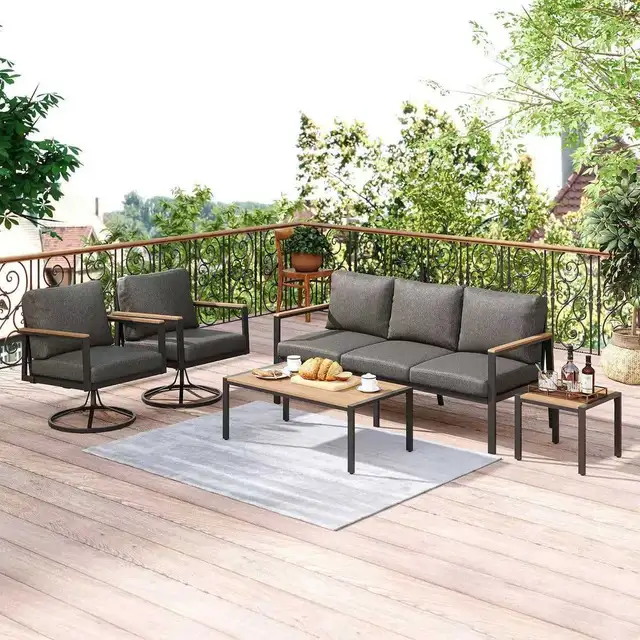 5 PC Outdoor Patio Furniture Set, 360° Swivel Rocker Chairs in Patio & Garden Furniture in Markham / York Region - Image 9