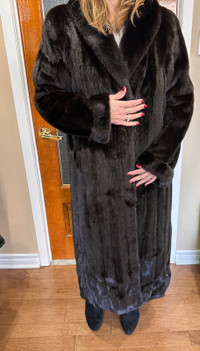 Black full length mink coat
