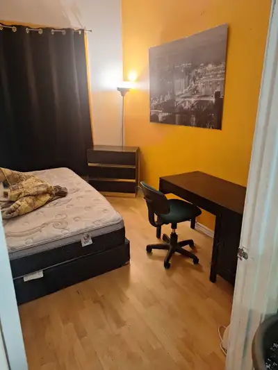 Chambre, lit King, pour une personne, petite cour. Grand garde robe , internet téléphone service de...