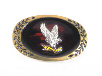 Brass Eagle Belt Buckle with Lacquer Inlay