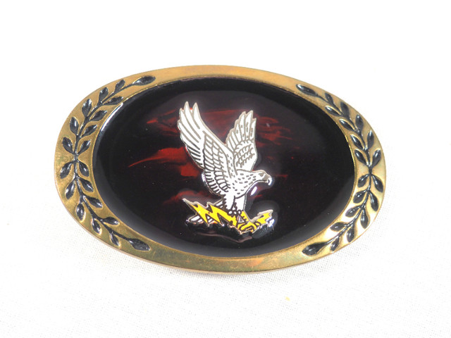 Brass Eagle Belt Buckle with Lacquer Inlay in Men's in St. Albert