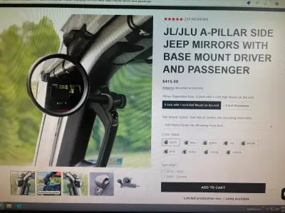 CMM Off-road mirrors for 2018+ Wrangler JLU 4 door. Both driver and passenger side. These mirrors ar...