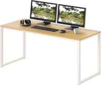 New Home Office Computer Desk, White Frame w/Oak Top, 48-Inch
