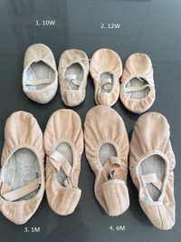 chaussons de ballet en cuir pour enfant (tailles variées)