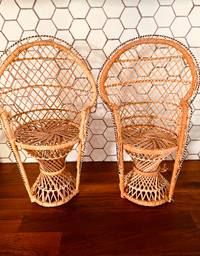 Wicker antique peacock plant stands