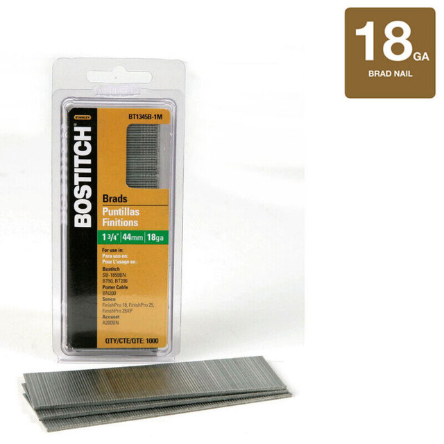 Bostitch 18ga - 1 3/4 in galvanize finishing nails, 1000 per box in Hardware, Nails & Screws in Saint John