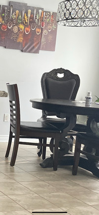 Solid Oak Table 55” Charcoal Color - Round
