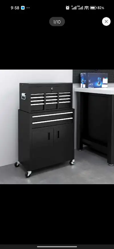 6-Drawer Rolling Tool Chest, 2 in 1 Lockable Storage Cabinet , View more
