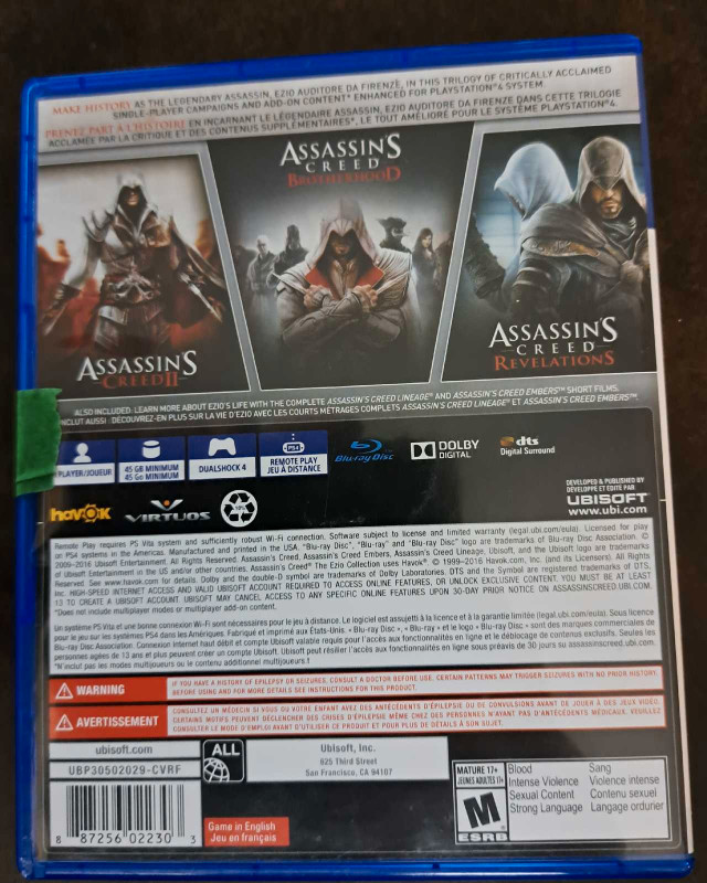 PS4 Assassin's Creed Enzio Collection Trilogy dans Sony PlayStation 4  à Shawinigan - Image 2