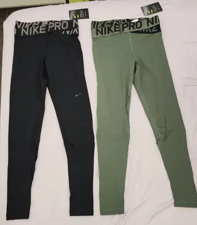 Nike Pro Crossover Waistband Ankle Leggings (2pairs–Black&Green), View more