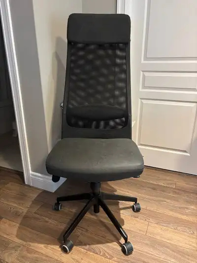 Ikea office chair with arm rests - black. Great condition! CASH ONLY