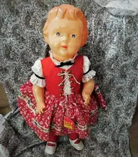20" EARLY PLASTIC / CELLULOID 60S RUSSIAN GIRL DOLL WELL DRESSED