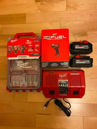 Milwaukee M18 FUEL Cordless 1/2” Impact Wrench, Battery& Charger, View more