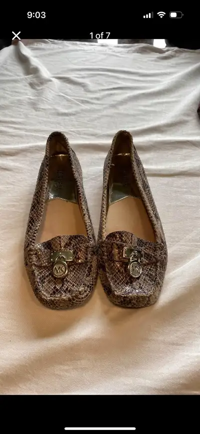 Michael Kors Snake Skin Loafers With Small Heel, View more