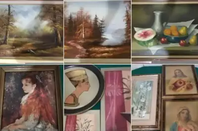 12 Paintings, Art, Wooden, Wired, Framed to Display and Restore, View more