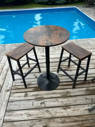 3 Piece Round Bar Table with Two Stools, View more