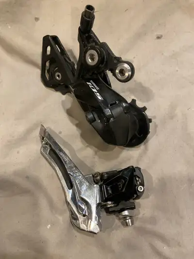 - Shimano 105 front and rear derailleur - 11 speed - Long cage rear - Double front