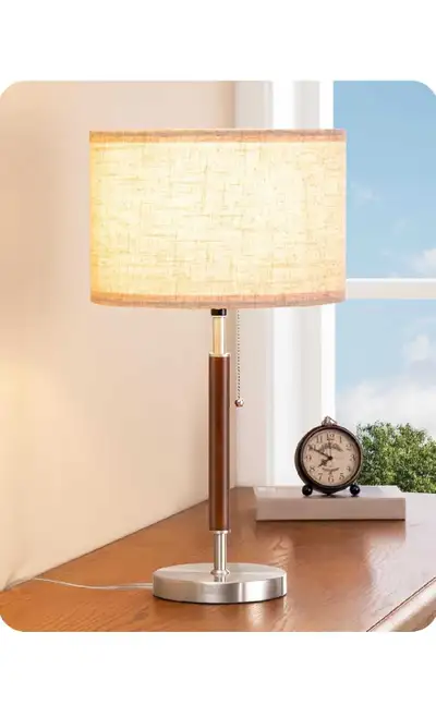 EDISHINE Mid Century Table Lamp, Solid Wood and Metal, View more