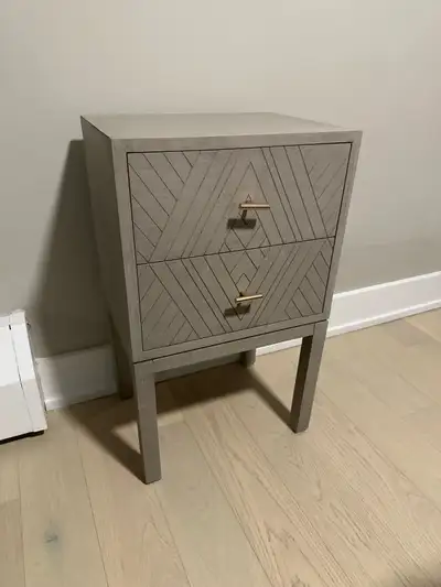 Night stand/End table with drawers (Wood, grey), View more