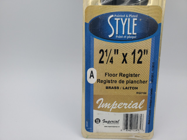 Imperial Floor Register 2"1/4x12" brass RG0166 / registre laiton dans Autre  à Ouest de l’Île - Image 2