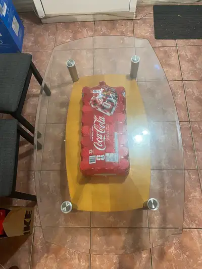 Glass Coffee Table with Wooden Storage, View more