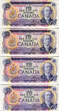 4 Mint Uncirculated 1971 Consecutive $10 Bills