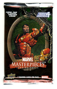 MARVEL MASTERPIECES 2008 SERIES 2 UNOPENED PACK IRON-MAN WRAPPER
